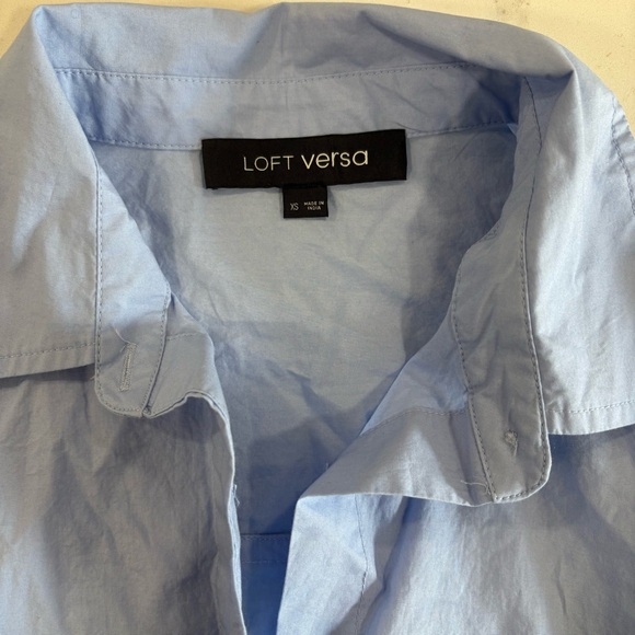 LOFT versa Light Blue Cotton Button Down Shirt Size XS - Picture 8 of 9